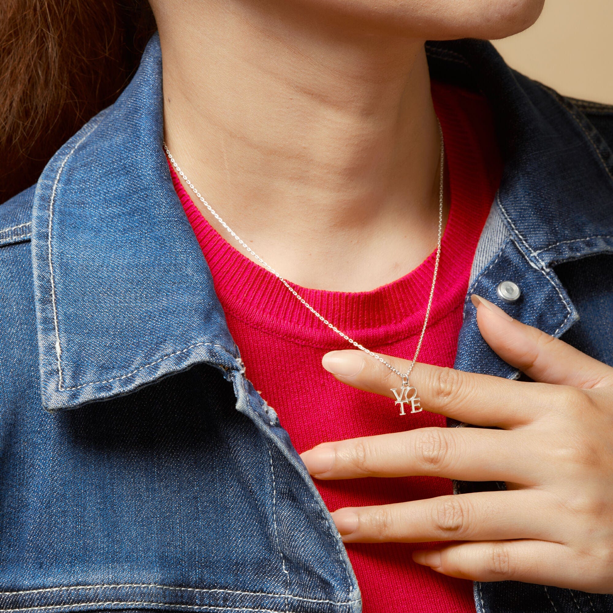 Vote Serif Font Necklace - Image 4