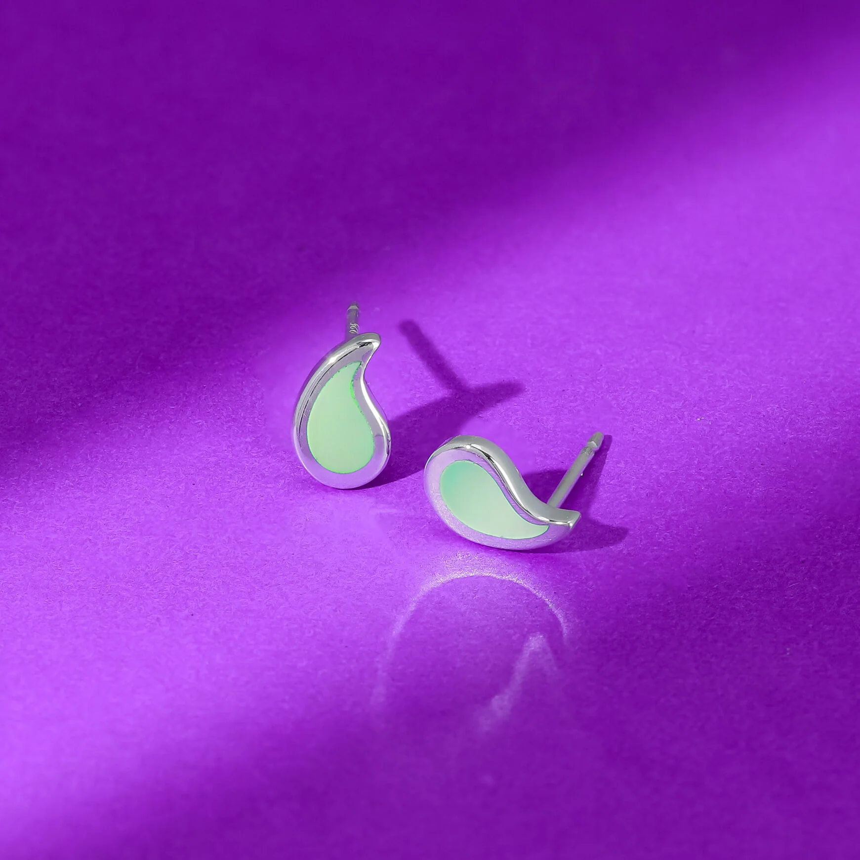 Water Droplet Studs with Stone - Image 3