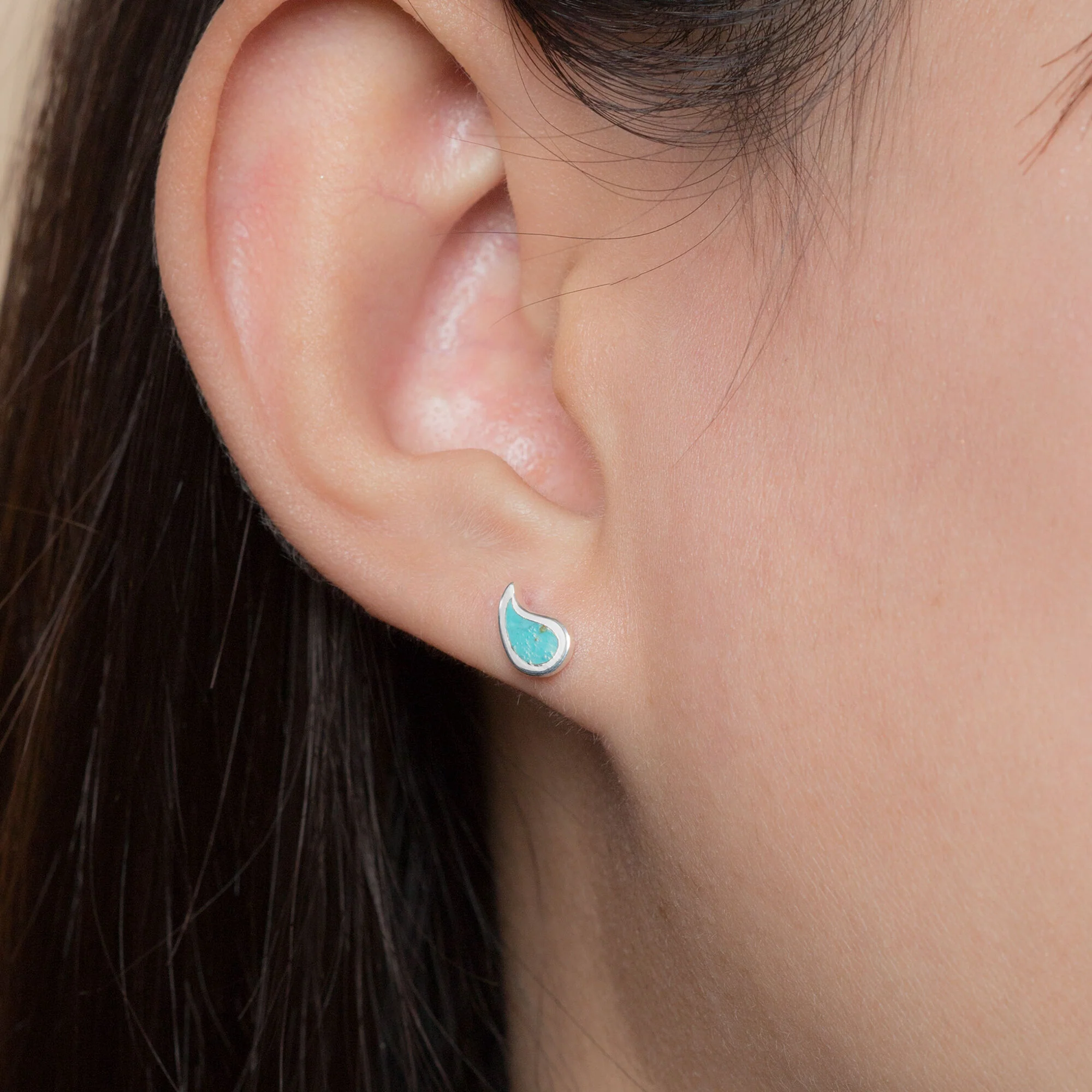 Water Droplet Studs with Stone - Image 5