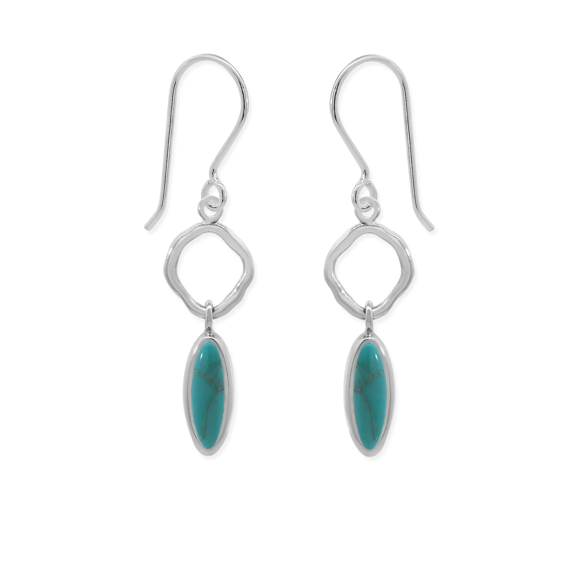Wavy Link Oval Dangle Earrings with Stone - Image 4