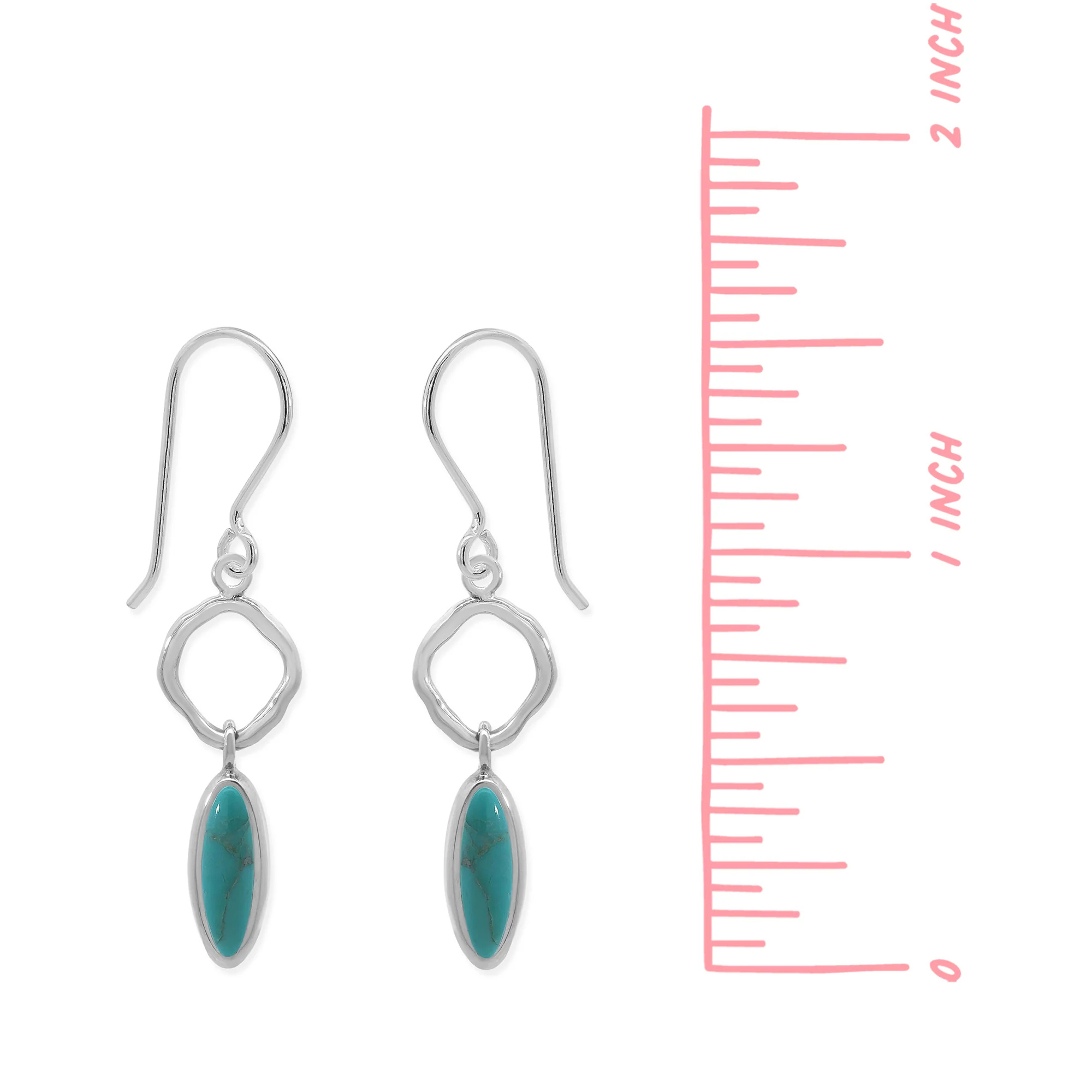 Wavy Link Oval Dangle Earrings with Stone - Image 7