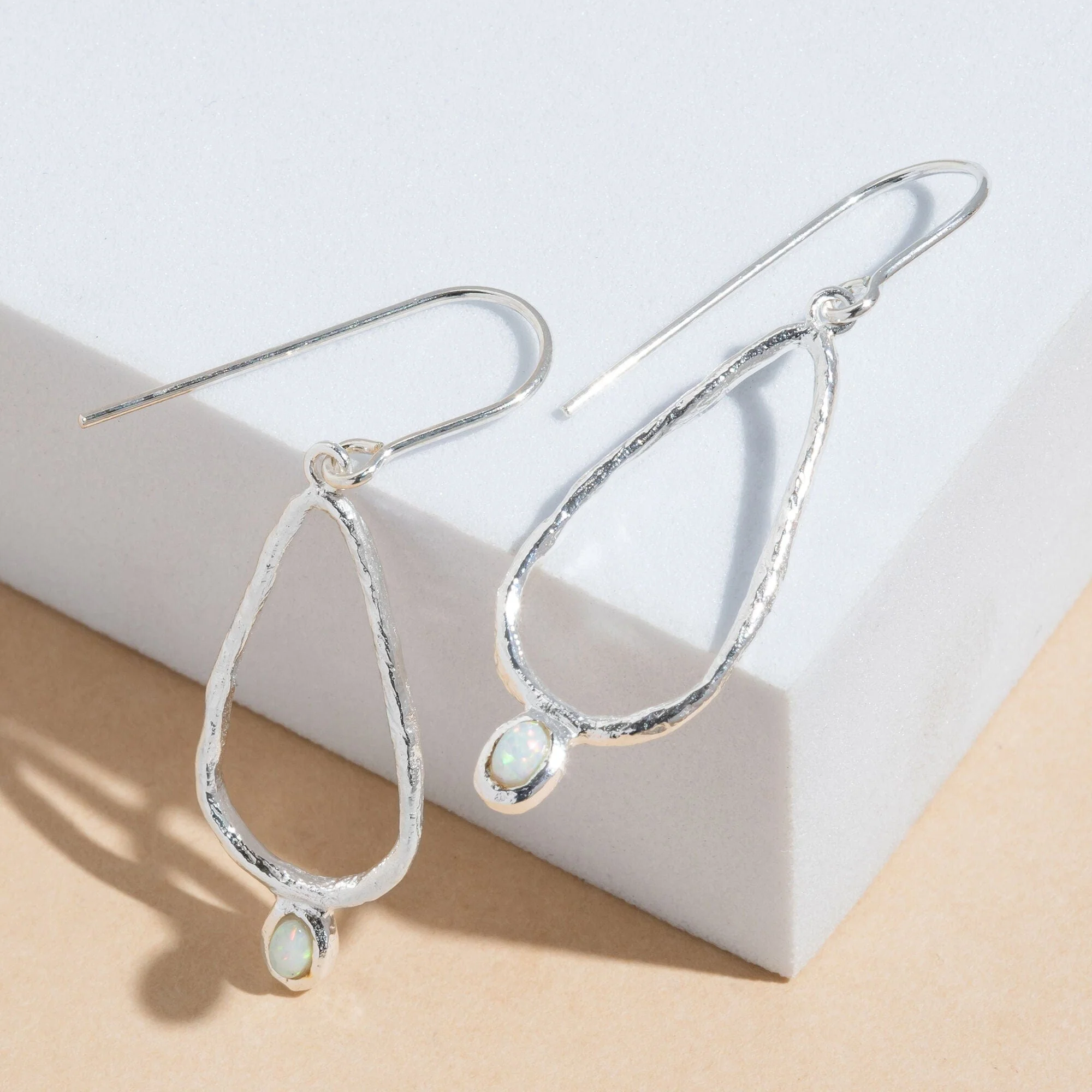 Wild Organic Drop Earrrings with Opal - Image 3
