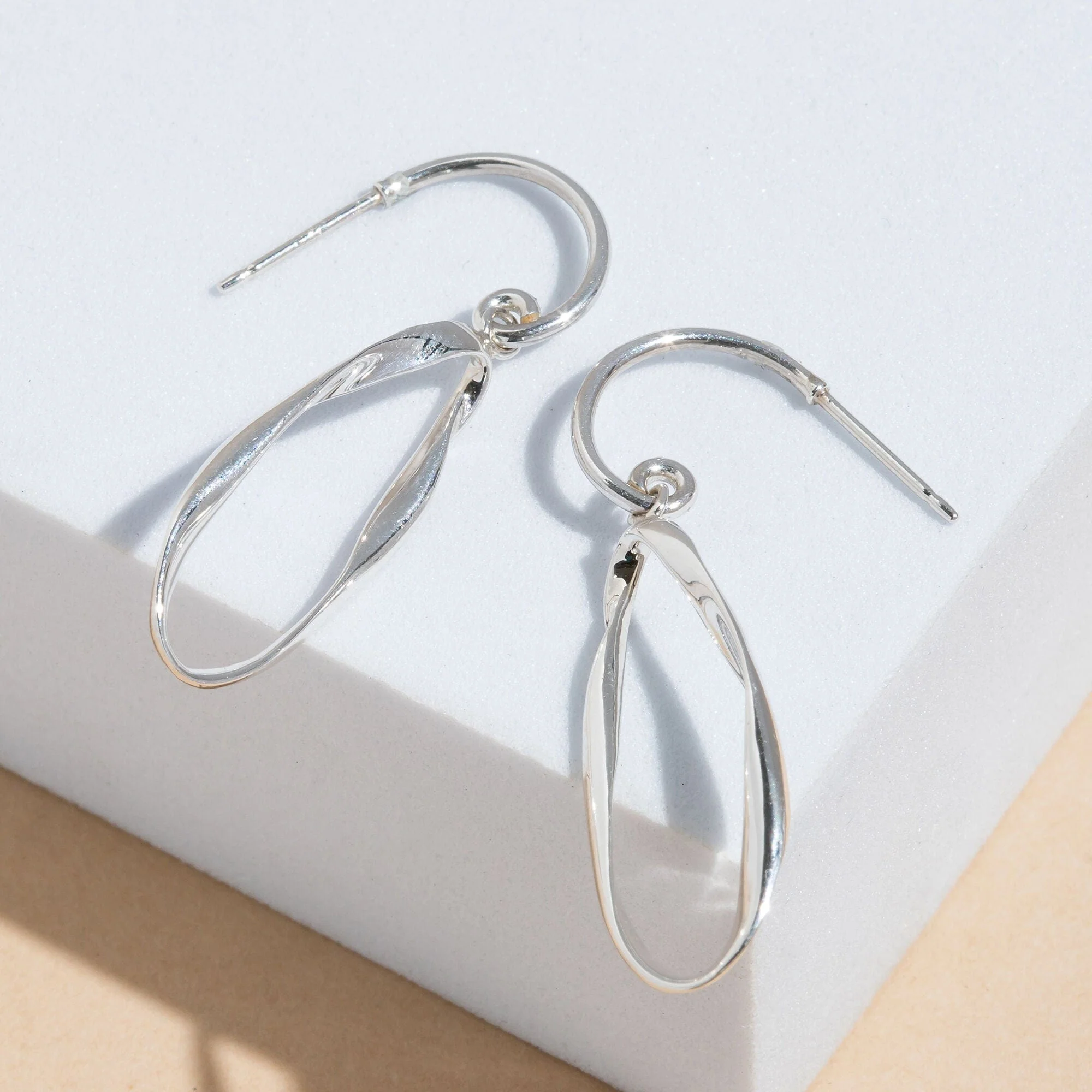 Wild Textured Organic Hanging Hoop Studs - Image 3