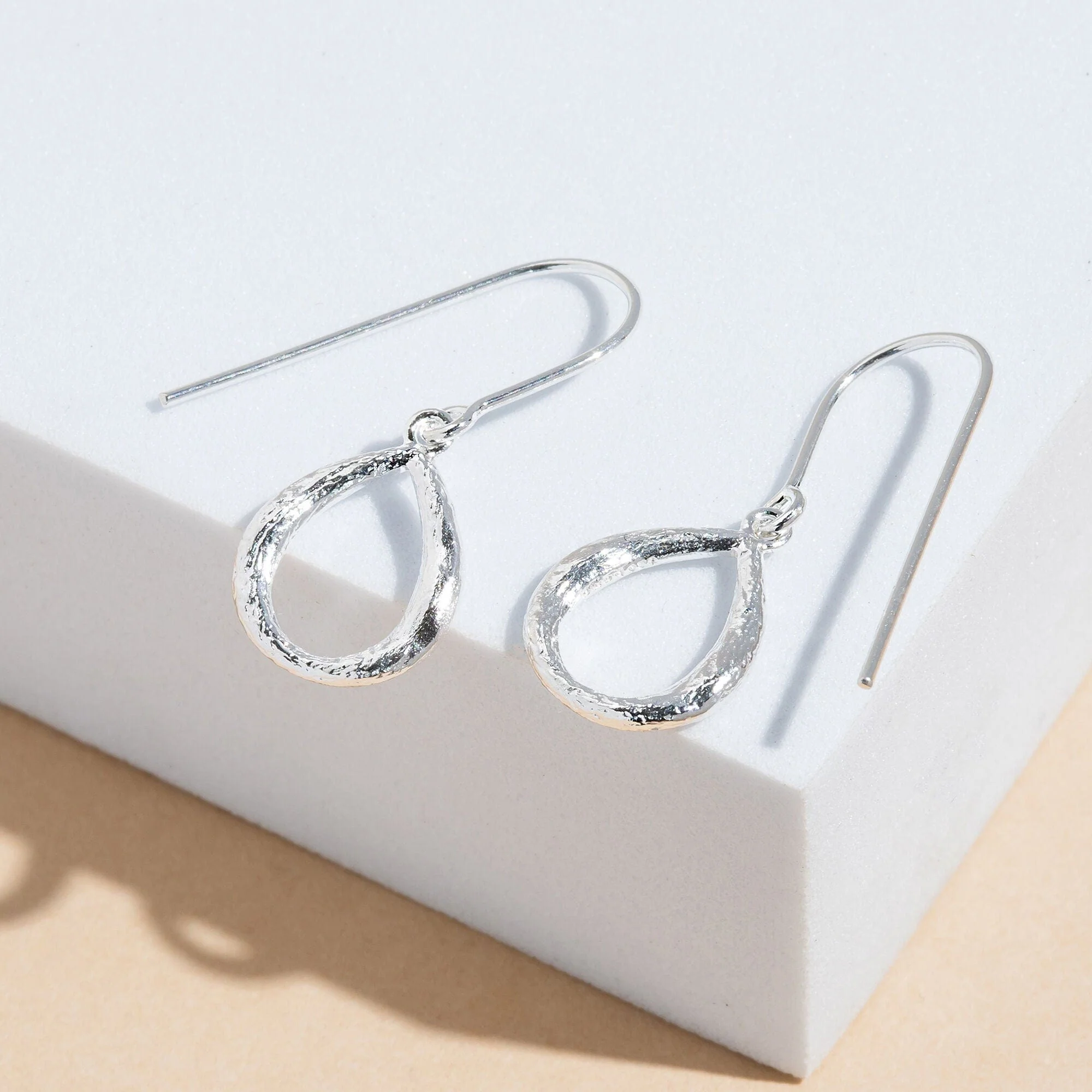 Wild Textured Organic Teardrop Hoops - Image 3