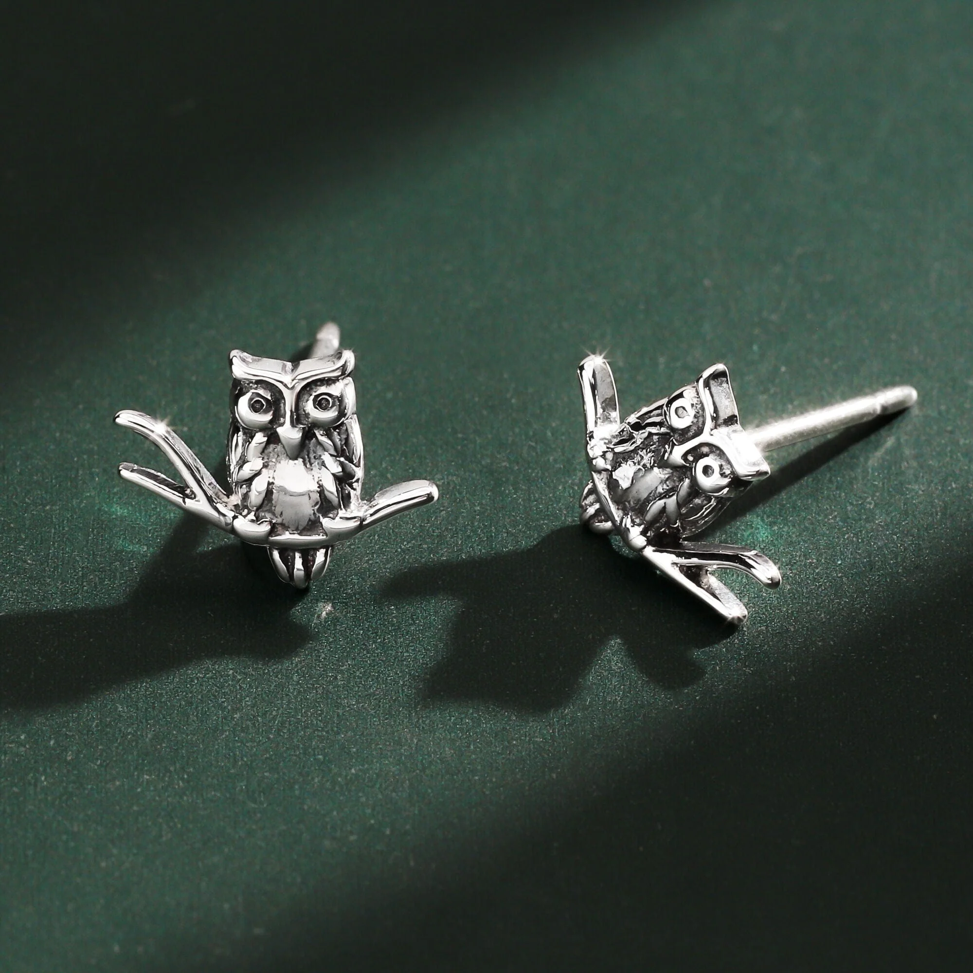 Wise Owl on a Branch Earring Studs - Image 3
