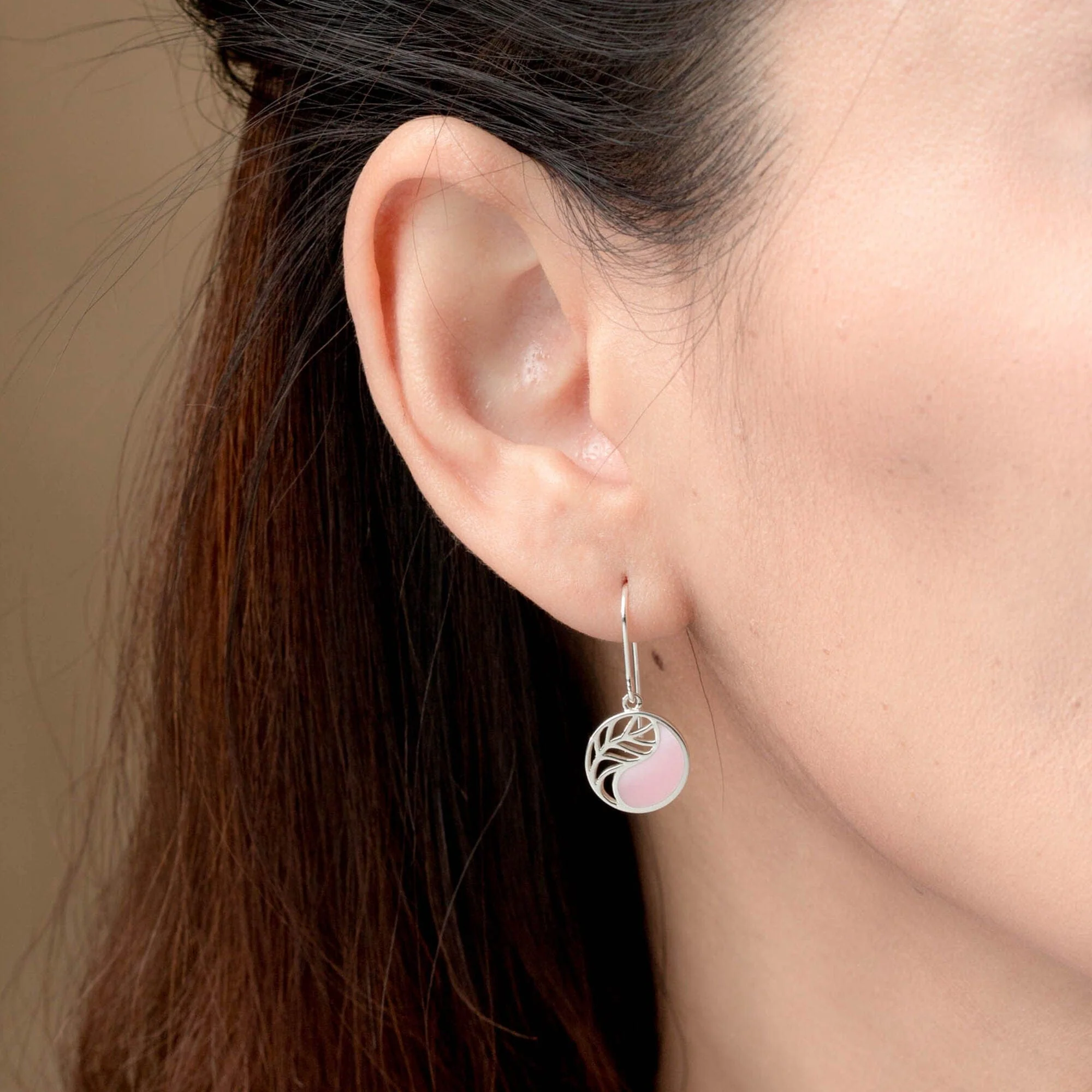 Yin Yang Leaf Earrings With Stone - Image 8